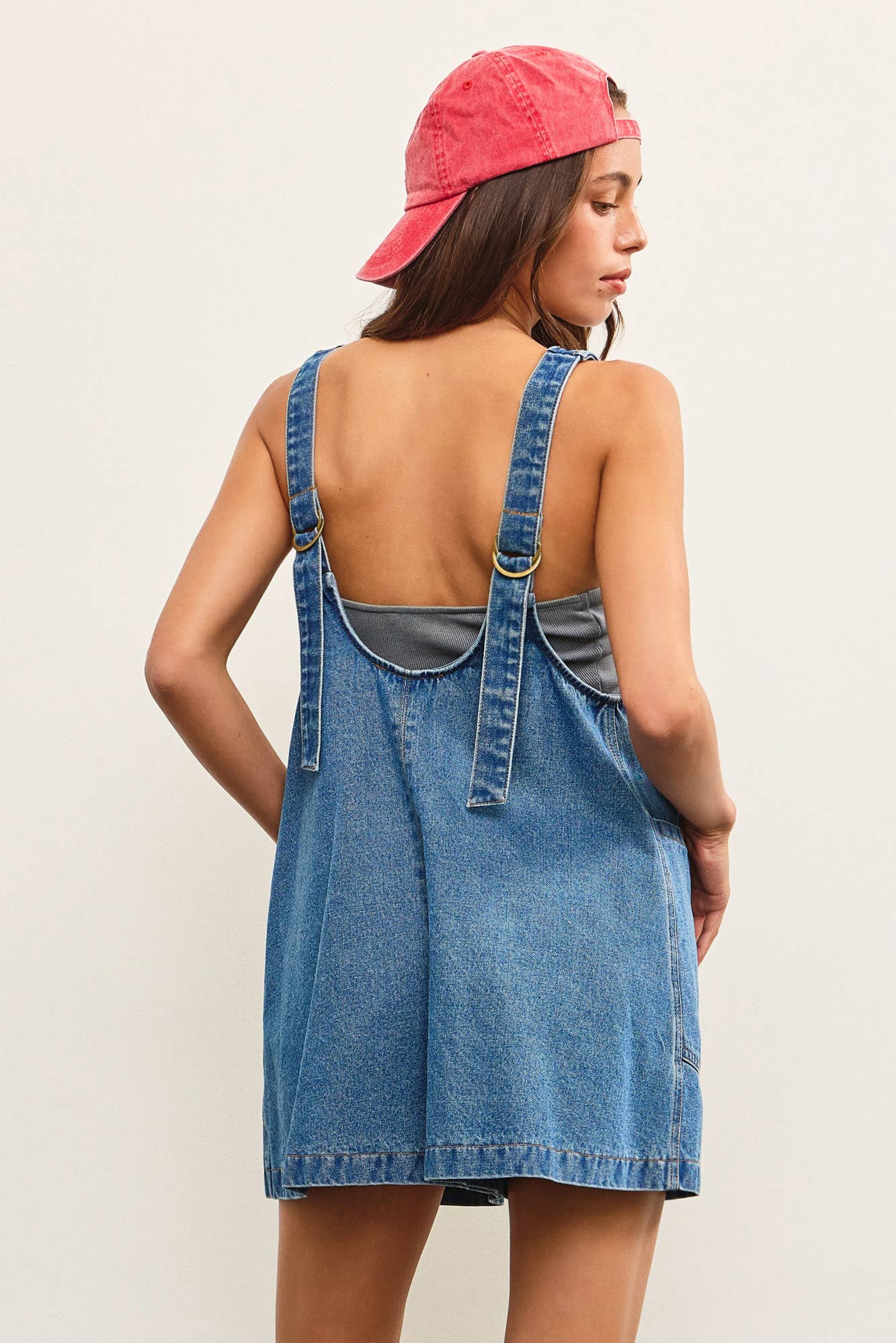PATCH POCKET SLEEVELESS DENIM ROMPER