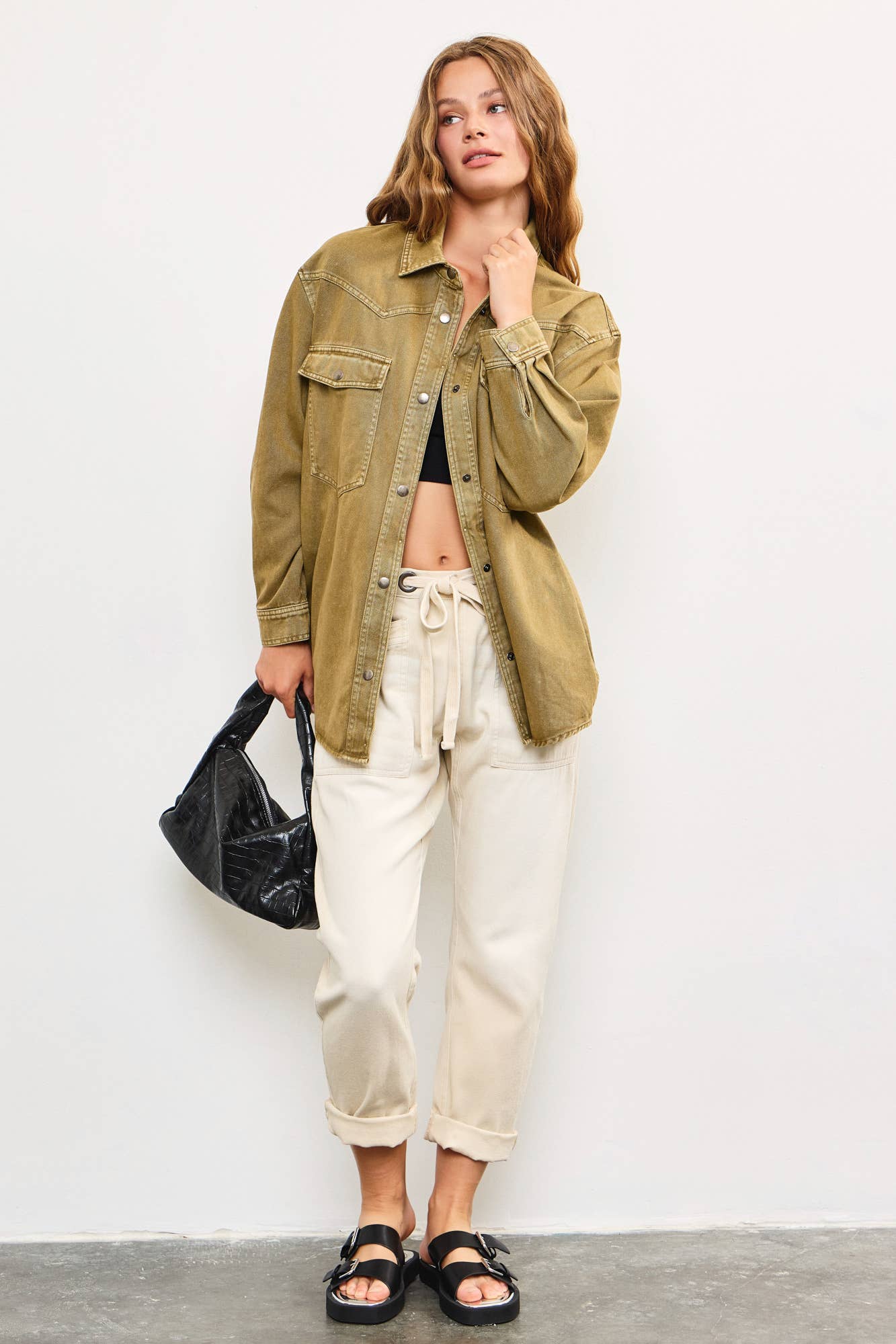 FRONT TIE DENIM PANTS