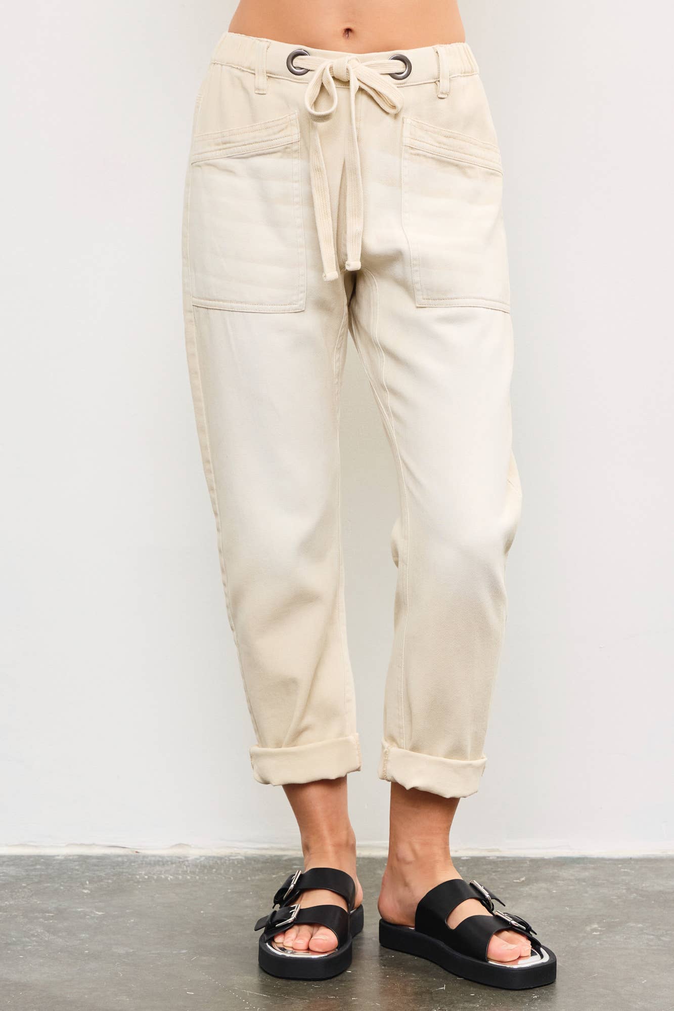 FRONT TIE DENIM PANTS