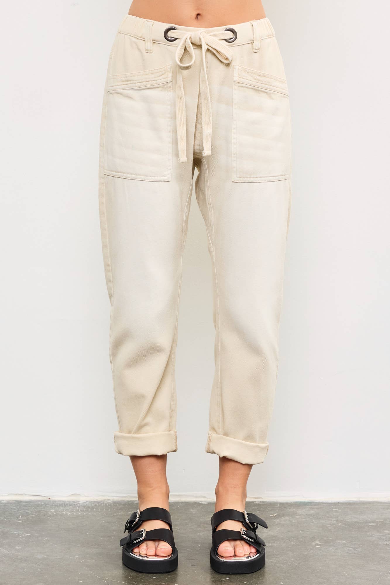 FRONT TIE DENIM PANTS