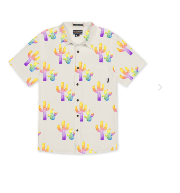 COLORFUL CACTUS - CREAM NIGHTHAWK BUTTON UP