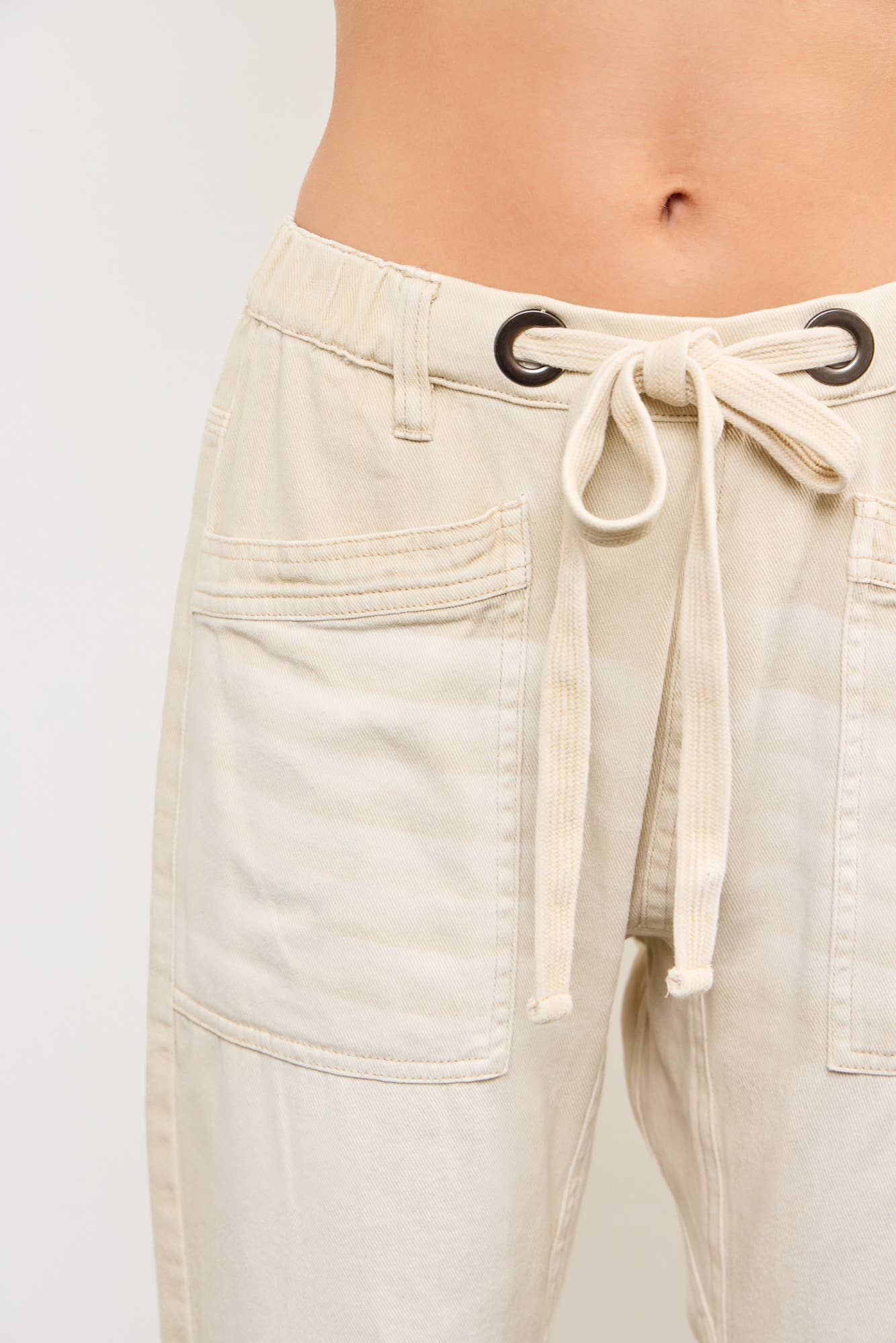 FRONT TIE DENIM PANTS