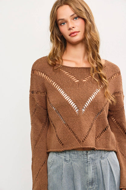 DISTRESSED CUT-OFF KNIT TOP
