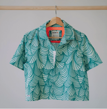 Siren Cropped UPF50+ Boardshirt- Waves Seafood