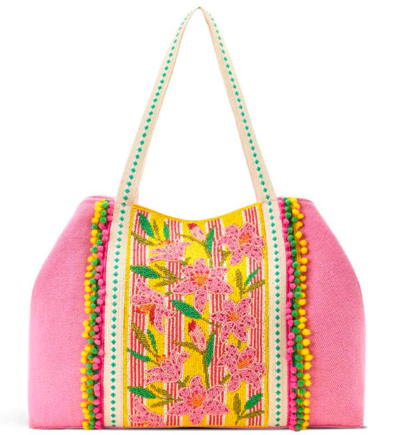LILY POND ARTISAN BEADED FEMININE OVERSIZED TOTE