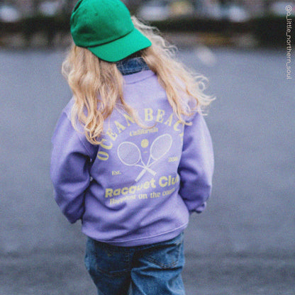 Kids Ocean Beach Crewneck Sweatshirt-Lavender-Girls, Boys