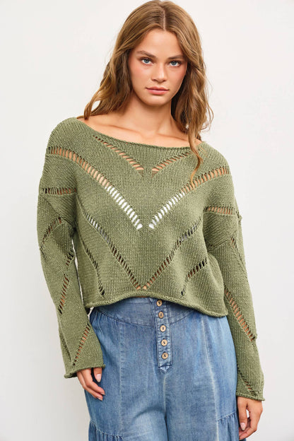 DISTRESSED CUT-OFF KNIT TOP